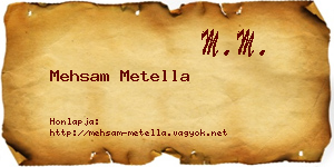 Mehsam Metella névjegykártya